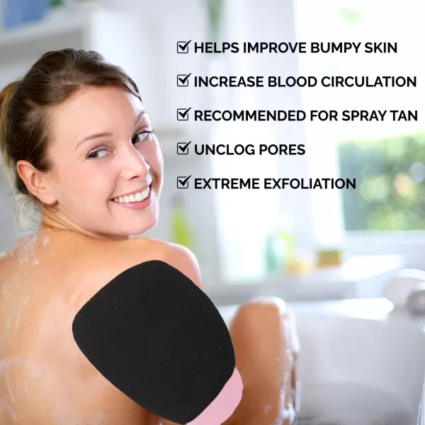 Valitic Exfoliating Glove  Body Scrubber Exfoliator Mitt  Exfoliating Body ampamp Face Dead Skin Remover  Korean Style Exfoliating Women ampamp Men Washcloth  Can Be Used Before Self Tanning Pair BlackBlack Pink