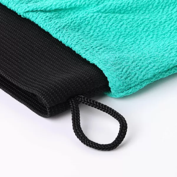 Valitic Exfoliating Glove  Body Scrubber Exfoliator Mitt  Exfoliating Body ampamp Face Dead Skin Remover  Korean Style Exfoliating Women ampamp Men Washcloth  Can Be Used Before Self Tanning Pair BlackTurquoise