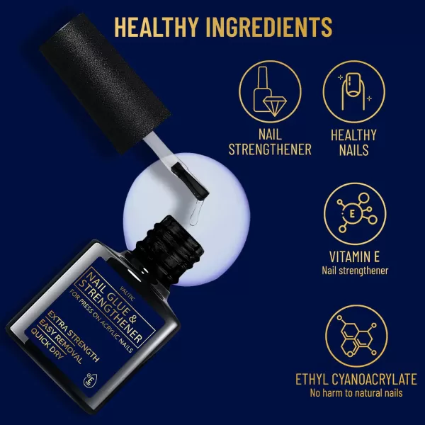 Valitic Nail Glue and Strengthener  Quick Dry Brush On Gel for Long Lasting Nails  Adhesive Bond for False Nails  Strengthener for Nail Tips  1 PACK033 Fl Oz Pack of 2