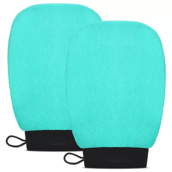 Valitic Exfoliating Glove  Body Scrubber Exfoliator Mitt  Exfoliating Body ampamp Face Dead Skin Remover  Korean Style Exfoliating Women ampamp Men Washcloth  Can Be Used Before Self Tanning Pair BlackTurquoise