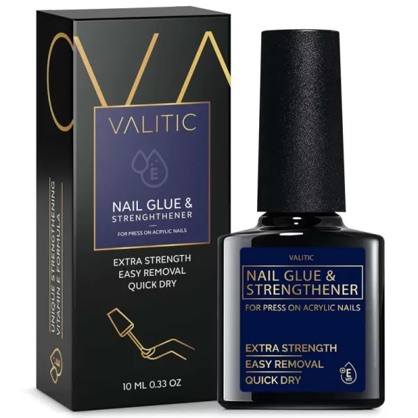 Valitic Nail Glue and Strengthener  Quick Dry Brush On Gel for Long Lasting Nails  Adhesive Bond for False Nails  Strengthener for Nail Tips  1 PACK033 Fl Oz Pack of 1
