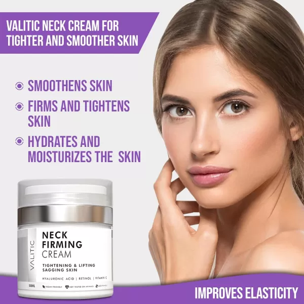 VALITIC Neck Cream for Tightening and Firming  Hyaluronic Acid Retinol and Vitamin C  Anti Aging Tightening ampamp Lifting Sagging Skin Day and Night Cream
