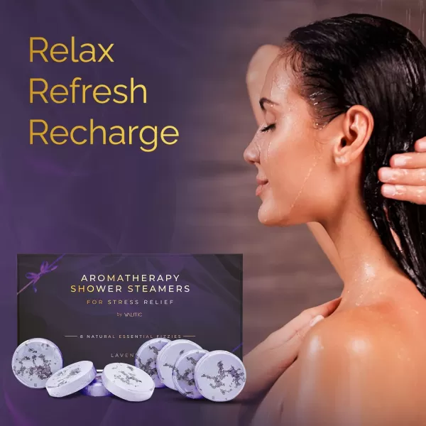 Valitic Aromatherapy Shower Steamers for Stress Relief and Clear Breathing  Gifts for Women Mom Her Birthday  8 Natural Essential Fizzies  Shower Bombs with Natural Lavender Essential Oil