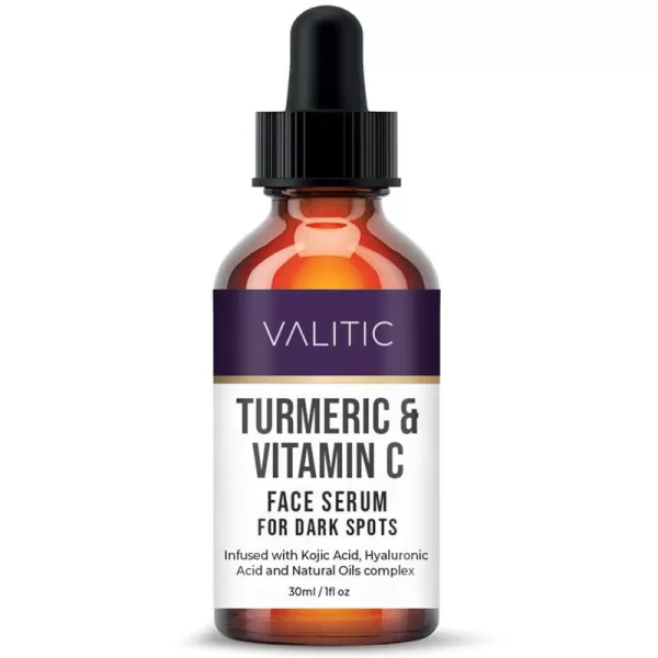 VALITIC Vitamin C Face Serum for Anti Aging  Hyaluronic Acid Collagen Kojic Acid Turmeric Oil Dark Spot Remover Brightening Serum Eyes and Facial Serum Skin Care 1 fl oz1 Fl Oz Pack of 1