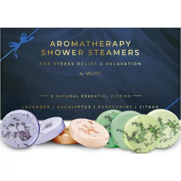 Valitic Aromatherapy Shower Steamers for Stress Relief and Relaxation  Gifts for Women Mom Birthday 8 Natural Essential Fizzies Shower Bombs  4 Scents  Lavender Eucalyptus Citrus and PeppermintLavander  Eucalyptus  Peppermint  Citrus 8