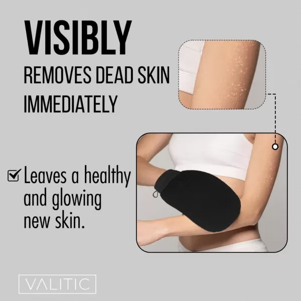 Valitic Exfoliating Glove  Body Scrubber Exfoliator Mitt  Exfoliating Body ampamp Face Dead Skin Remover  Korean Style Exfoliating Women ampamp Men Washcloth  Can Be Used Before Self Tanning Pair BlackBlack