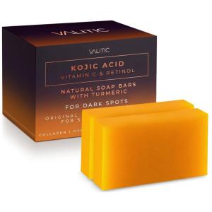 imageVALITIC Kojic Acid Vitamin C and Retinol Soap Bars with Turmeric for Dark Spot  Original Japanese Complex Infusedwith Collagen Hyaluronic Acid Vitamin E 2 Pack  With Scrub Bag2 Pack