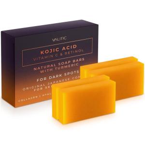 imageVALITIC Kojic Acid Vitamin C and Retinol Soap Bars with Turmeric for Dark Spot  Original Japanese Complex Infusedwith Collagen Hyaluronic Acid Vitamin E 2 Pack  With Scrub Bag4 Pack