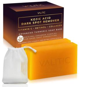 image:imageVALITIC Kojic Acid Dark Spot Corrector Soap Bars with Vitamin C Retinol Collagen Turmeric  Original Japanese Complex  Hyaluronic Acid Vitamin E Shea Butter Castile Olive Oil  2 Pack With Bag2 Pack  Bag