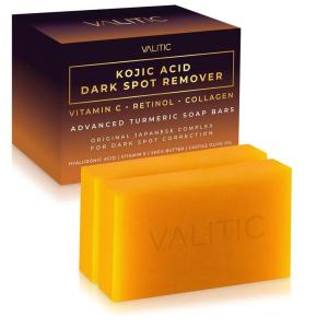 image:imageVALITIC Kojic Acid Dark Spot Corrector Soap Bars with Vitamin C Retinol Collagen Turmeric  Original Japanese Complex  Hyaluronic Acid Vitamin E Shea Butter Castile Olive Oil  2 Pack With Bag2 Pack
