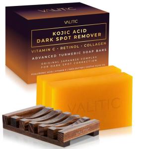 image:imageVALITIC Kojic Acid Dark Spot Corrector Soap Bars with Vitamin C Retinol Collagen Turmeric  Original Japanese Complex  Hyaluronic Acid Vitamin E Shea Butter Castile Olive Oil  2 Pack With Bag2 Pack  Holder