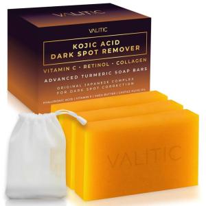 image:imageVALITIC Kojic Acid Dark Spot Corrector Soap Bars with Vitamin C Retinol Collagen Turmeric  Original Japanese Complex  Hyaluronic Acid Vitamin E Shea Butter Castile Olive Oil  2 Pack With Bag3 Pack  Bag