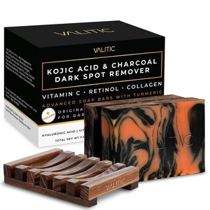 image:imageVALITIC Charcoal Kojic Acid Turmeric Black Soap Bar Dark Spot Remover for Body or Face Wash  2 Pack and Bag2 Pack  Holder