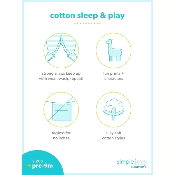 Simple Joys by Carters Baby Boys 2Pack Cotton Sleep and PlayNavy StripeTurquoise Blue Stripe