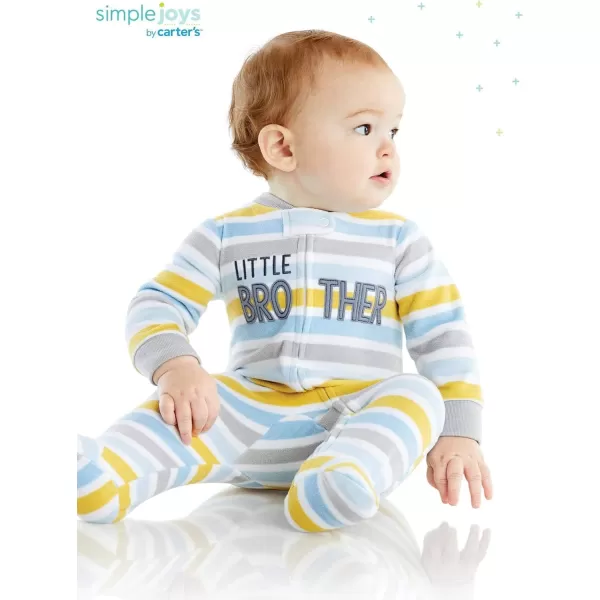 Simple Joys by Carters Baby Boys 2Pack Fleece Footed Sleep and PlayLight Blue DogsWhite Stripe