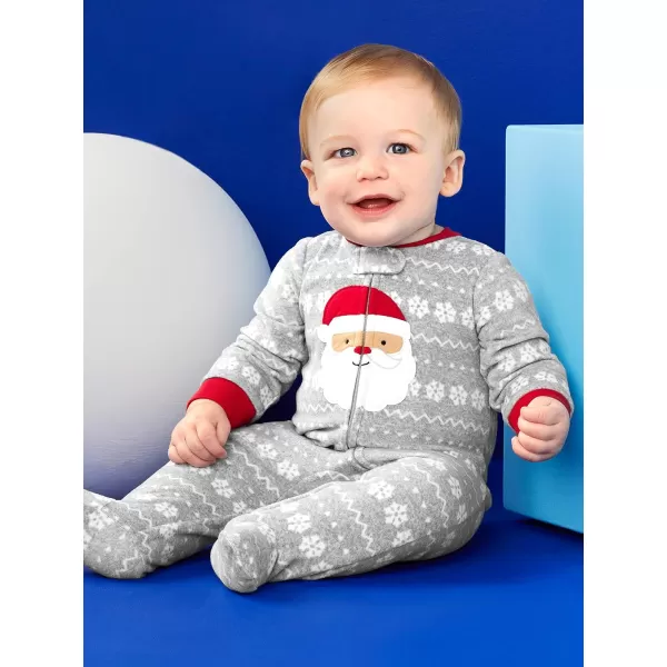 Simple Joys by Carters Baby Holiday Fleece Footed Sleep and Play Pack of 2Green SantaGrey Festive Print