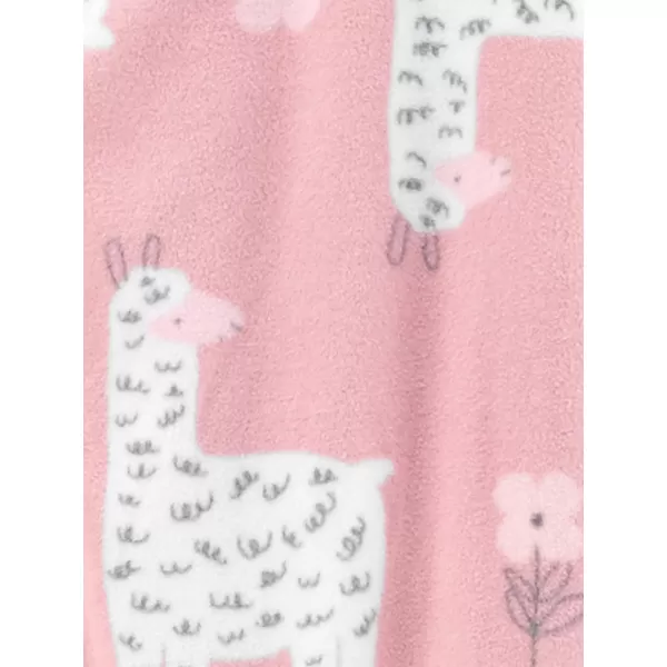 Simple Joys by Carters Girls 2Pack Loosefit Fleece Footed PajamasGrey LeopardPink Llama