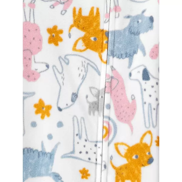 Simple Joys by Carters Girls 2Pack Loosefit Fleece Footed PajamasGrey Polka DotWhite Dogs