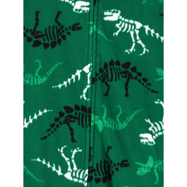 Simple Joys by Carters Kids Holiday Loosefit Flame Resistant Fleece Footed PajamasBlack Forest AnimalsDark Green Dinosaur