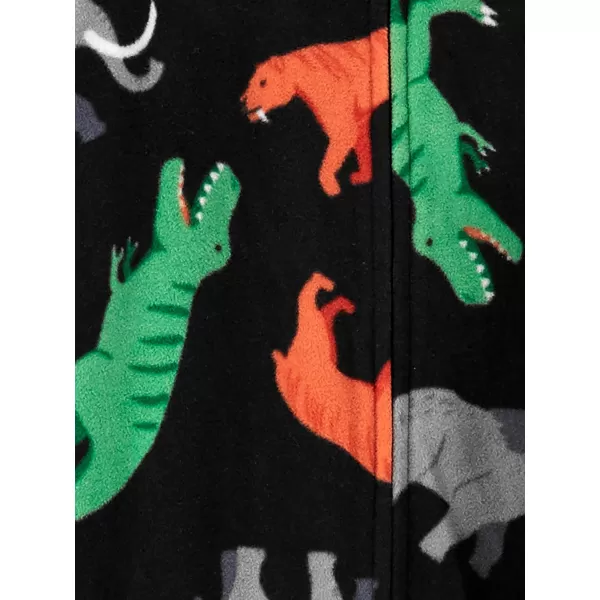 Simple Joys by Carters Kids Holiday Loosefit Flame Resistant Fleece Footed PajamasBlack Forest AnimalsDark Green Dinosaur