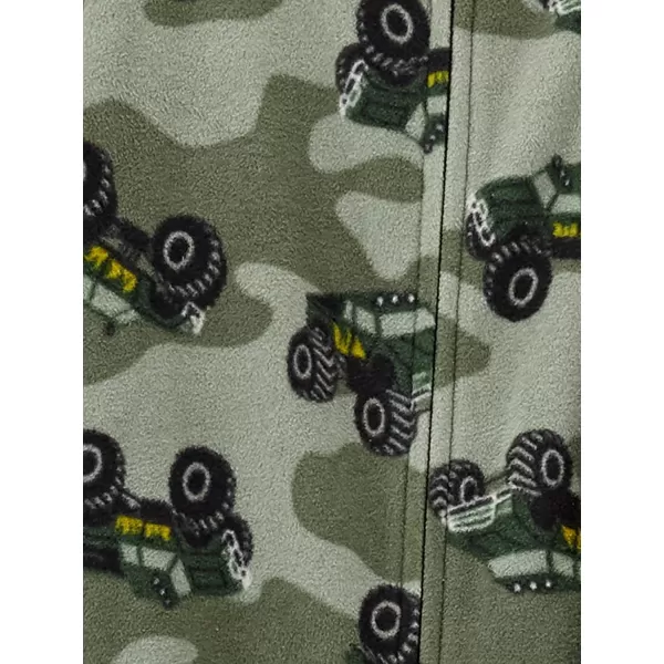 Simple Joys by Carters Kids Holiday Loosefit Flame Resistant Fleece Footed PajamasGreen Monster TrucksNavy Football