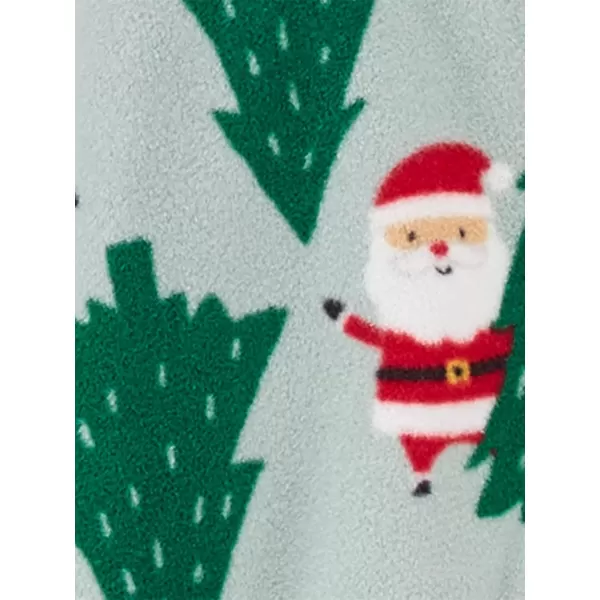 Simple Joys by Carters Kids Holiday Loosefit Flame Resistant Fleece Footed PajamasLight Grey SantaMint Green Christmas Print