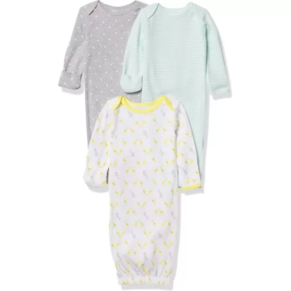 Simple Joys by Carters Baby 3Pack Neutral Cotton Sleeper GownGreyGreenYellow