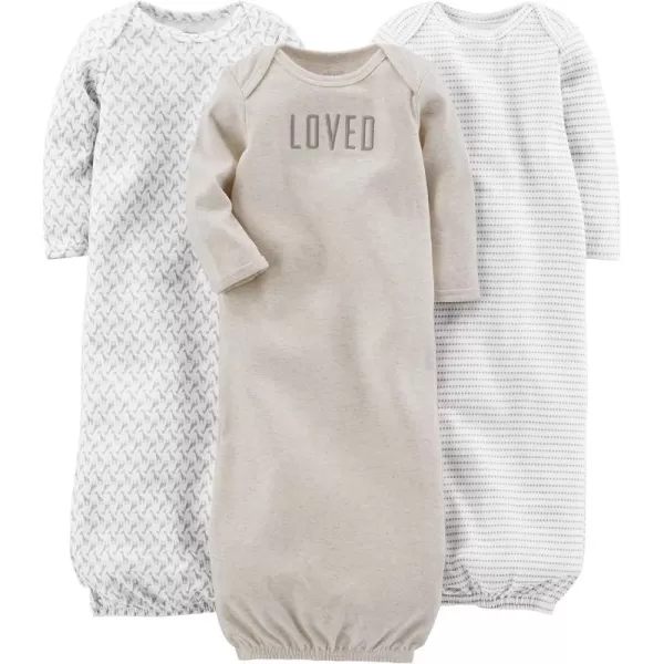 Simple Joys by Carters Baby 3Pack Neutral Cotton Sleeper GownGreyWhite