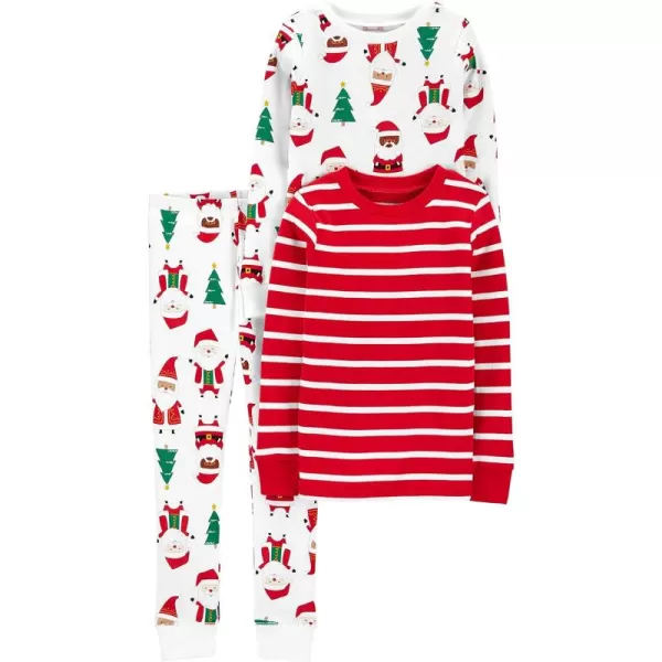 Simple Joys by Carters Baby 3Piece Snugfit Cotton Holiday Pajama SetRed StripeWhite Christmas Print