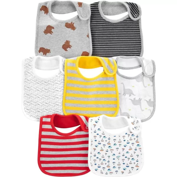 Simple Joys by Carters Baby 7Pack Teething BibsBearDinosaurStripe