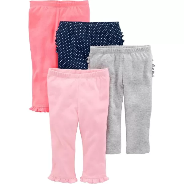 Simple Joys by Carters Baby Girls 4Pack PantBlackGrey HeartsPinkWhite Floral