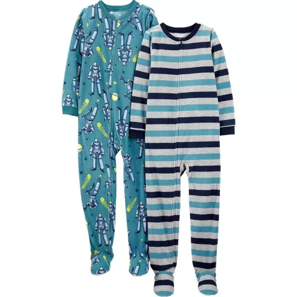 Simple Joys by Carters Kids Holiday Loosefit Flame Resistant Fleece Footed PajamasStripeTransformers