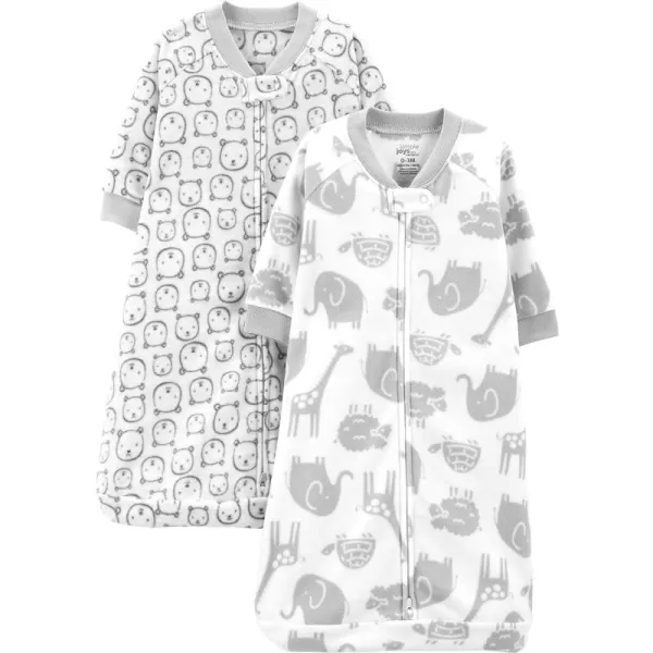 Simple Joys by Carters Unisex Babies Microfleece Sleepbag Wearable Blanket Pack of 2Grey BearAnimal