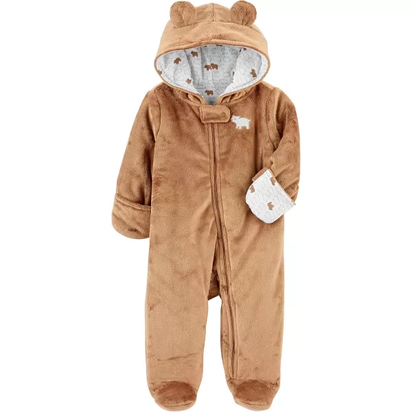 Simple Joys by Carters Baby Girls Footed Jumpsuit PramBrown Bear