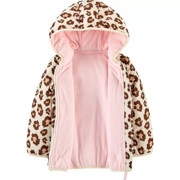 Simple Joys by Carters Baby Girls Puffer JacketBeige Pink Leopard Print