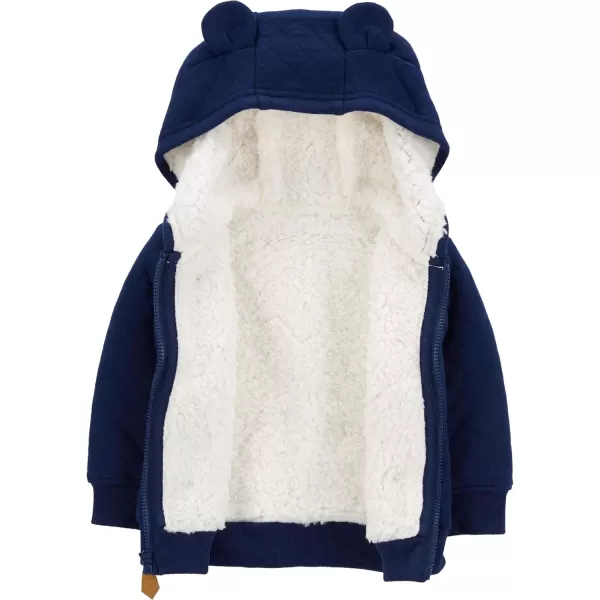 Simple Joys by Carters Baby Hooded Sweater Jacket with Sherpa LiningNavy