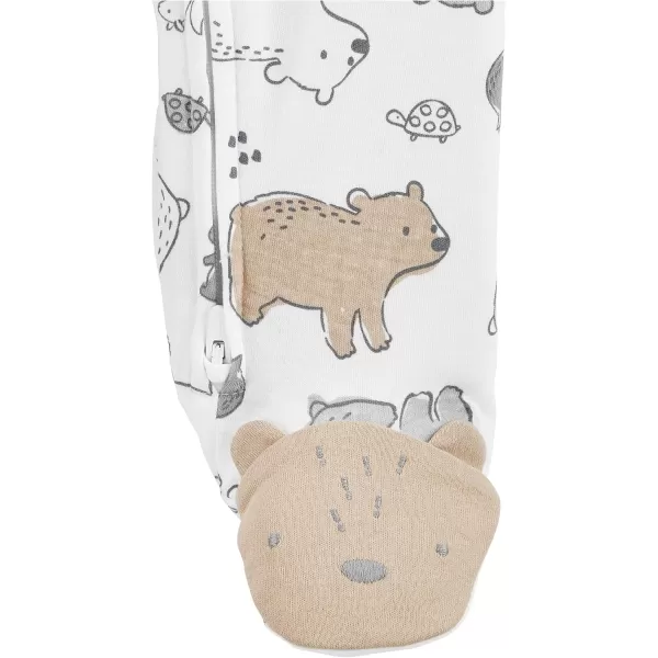 Simple Joys by Carters Baby Neutral 2Pack Cotton Footed Sleep and PlayAqua Blue Forest AnimalsWhite Bear