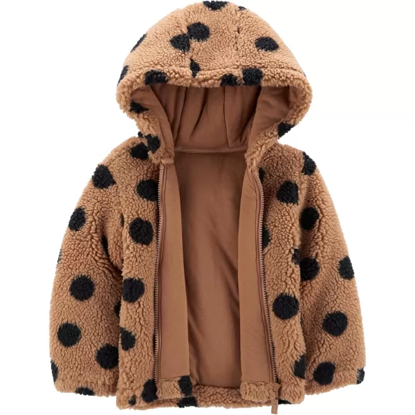 Simple Joys by Carters Girls Hooded Sherpa JacketBlack Brown Polka Dot