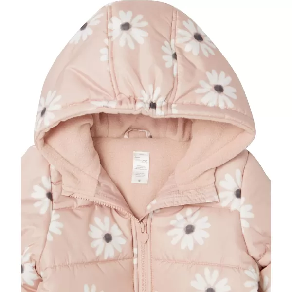 Simple Joys by Carters babygirls Waterresistant Snowsuit Set  Hooded Winter JacketPastel Pink Flowers