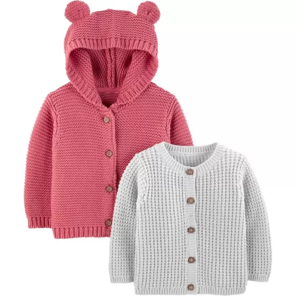 Simple Joys by Carters Baby 2Pack Neutral Knit Cardigan SweatersGreyRed