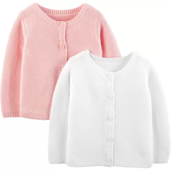 Simple Joys by Carters Baby 2Pack Neutral Knit Cardigan SweatersWhitePink