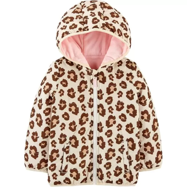 Simple Joys by Carters Baby Girls Puffer JacketBeige Pink Leopard Print