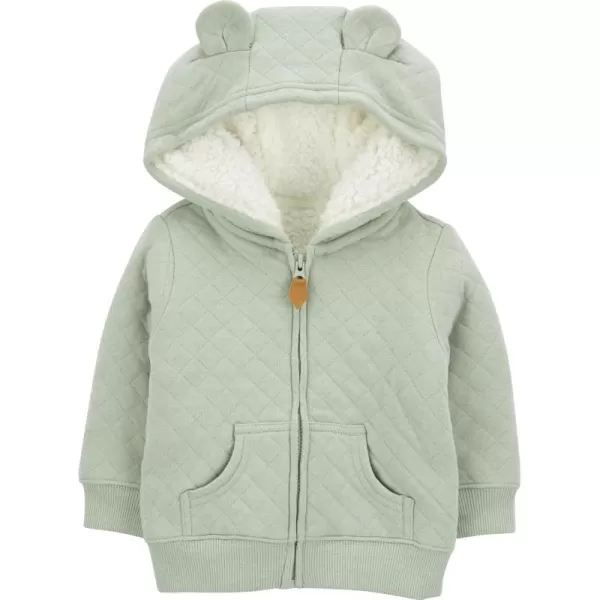 Simple Joys by Carters Baby Hooded Sweater Jacket with Sherpa LiningGreen