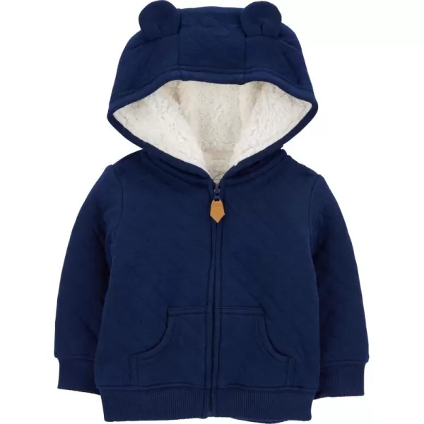 Simple Joys by Carters Baby Hooded Sweater Jacket with Sherpa LiningNavy