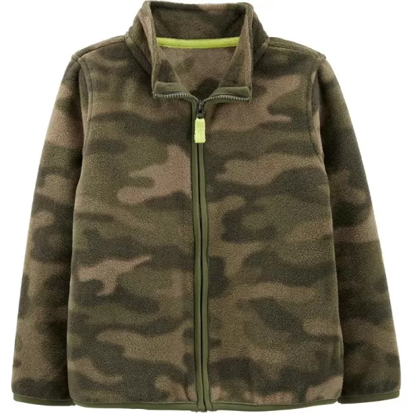 Simple Joys by Carters Unisex Toddlers FullZip Fleece JacketDark Green Camo