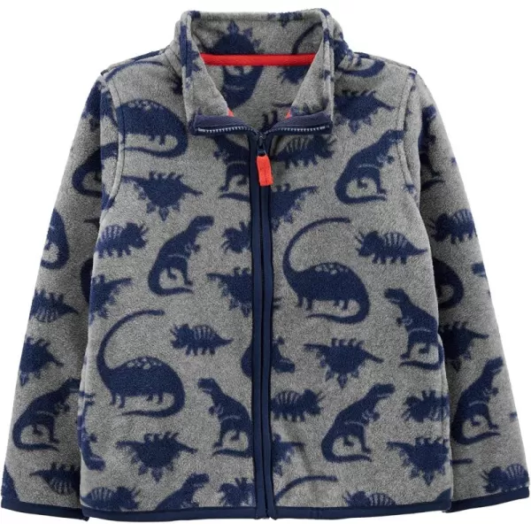 Simple Joys by Carters Unisex Toddlers FullZip Fleece JacketGrey Navy Dinosaur