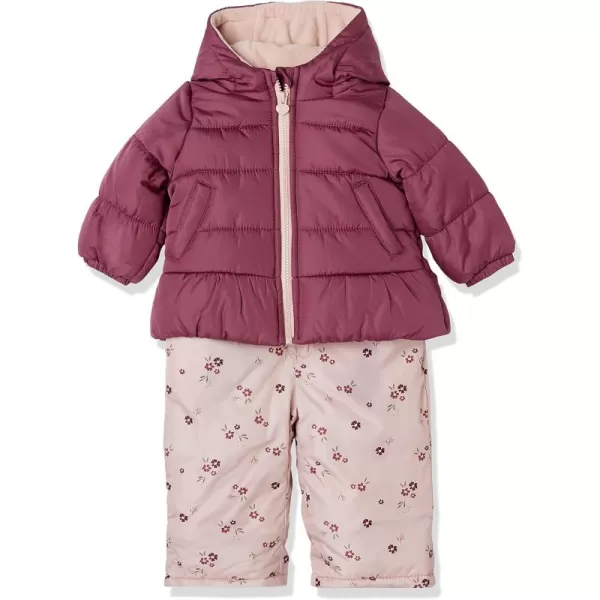 Simple Joys by Carters babygirls Waterresistant Snowsuit Set  Hooded Winter JacketMaroon