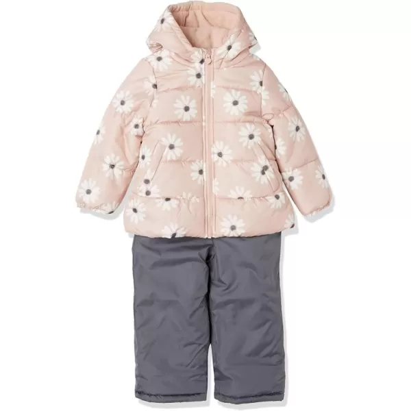 Simple Joys by Carters babygirls Waterresistant Snowsuit Set  Hooded Winter JacketPastel Pink Flowers