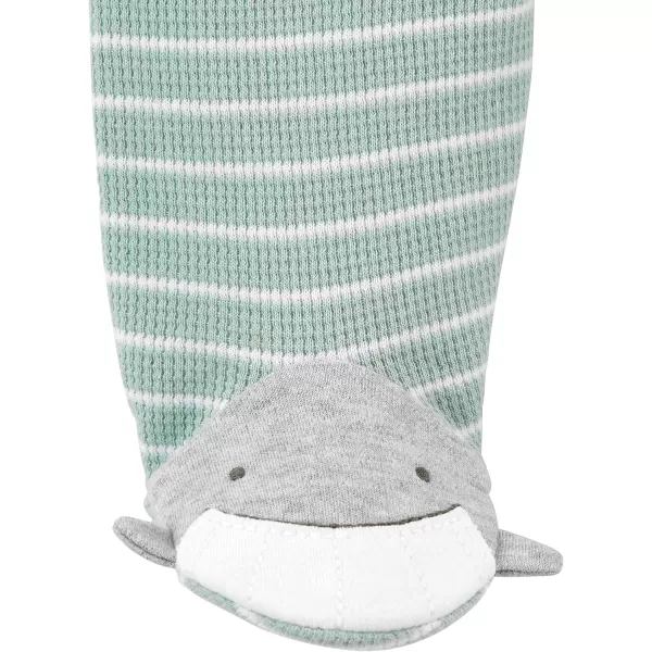 Simple Joys by Carters Baby 2Way Zip Thermal Footed Sleep and Play Pack of 2Mint Green StripeWhite Avocados