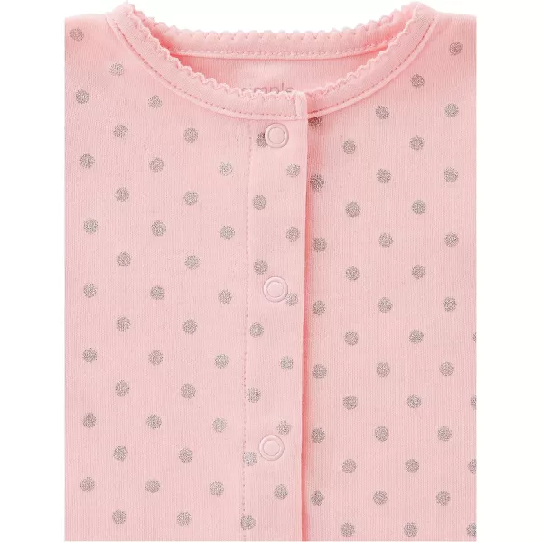 Simple Joys by Carters Baby Girls 2Pack Cotton Snap Footed Sleep and PlayPink AnimalDots